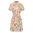 thumbnail image 5 of Pretty Pink Floral Summer Blooms Womens Shirt Dresses Women'S Short Sleeve Dress Turn-Down Collar Dress A Line Casuall Dress Oversize(XS-6XL), 5 of 7