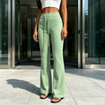 thumbnail image 3 of ATENAR Pants for Women,Yoga Pants,Wide Leg Pants for Women,Soft,Comfort Fit,Stretch Fabric,Green,L, 3 of 9