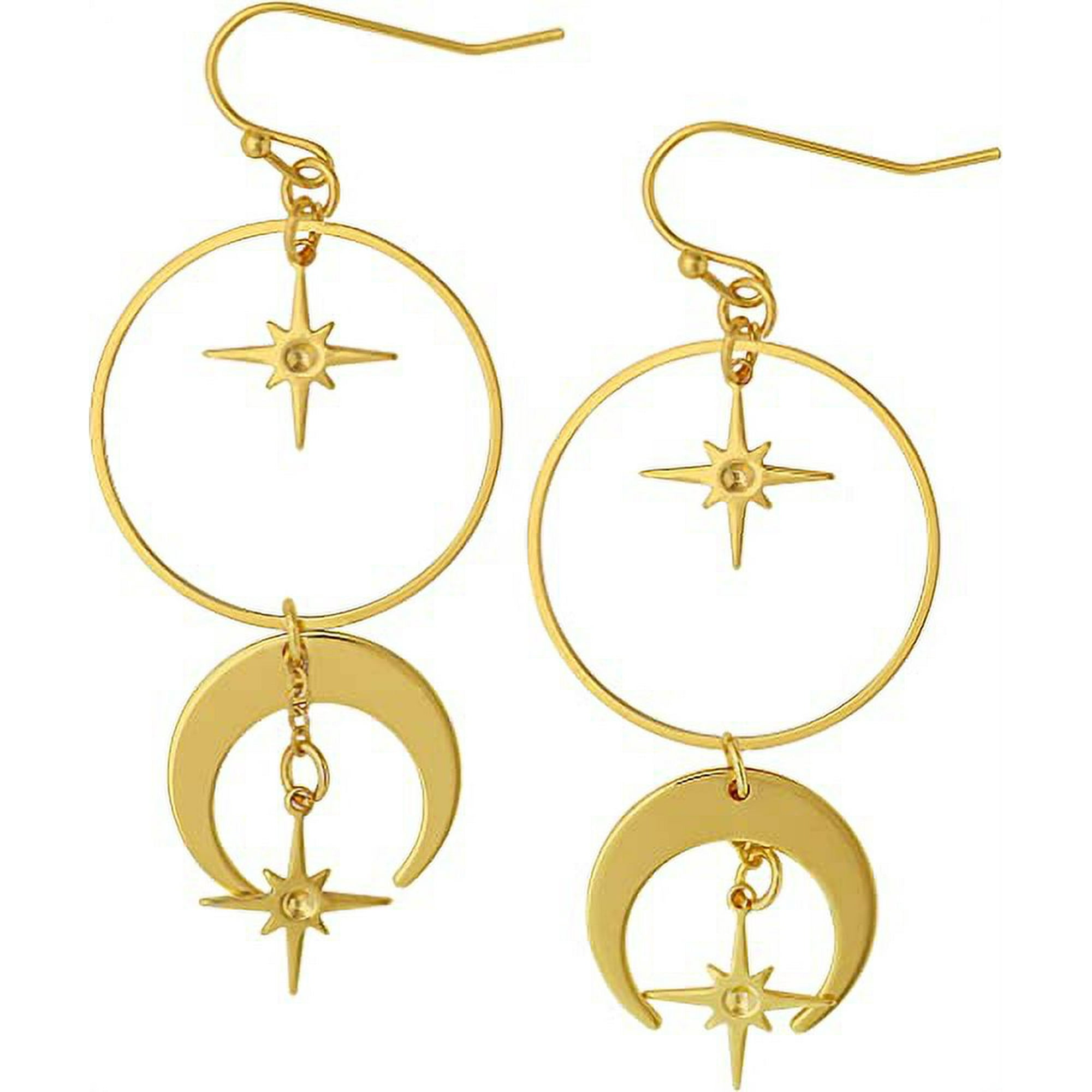 nipocaio Gothic Boho Sun and Moon Earrings Crescent Moon Star Pendant Celestial Earrings Goth Jewelry Gift for Women Christmas Gift Walmart