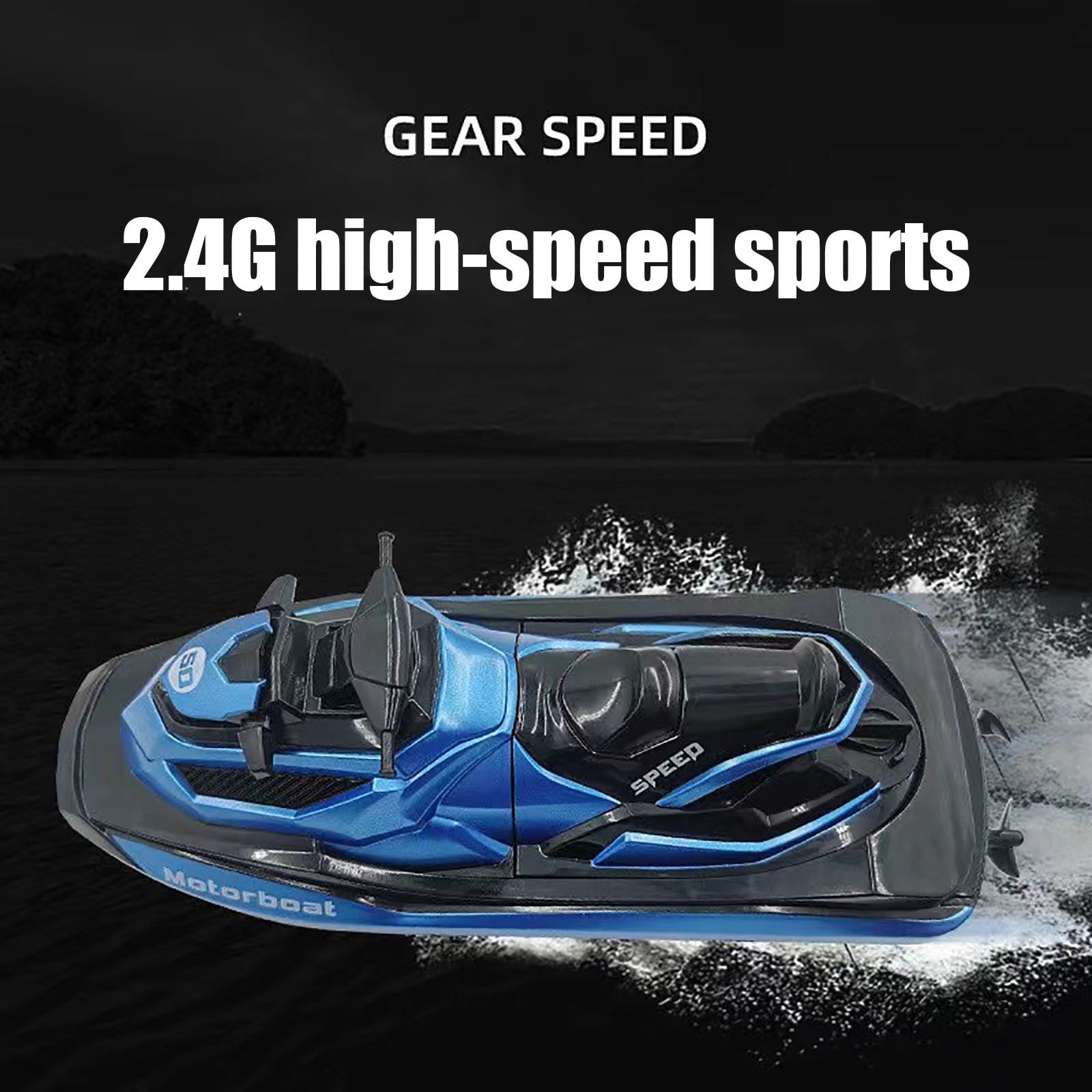 Blue High Speed Rc Boat For Water Surface Racing With 20 Minute Runtime And 90 Minute Charge