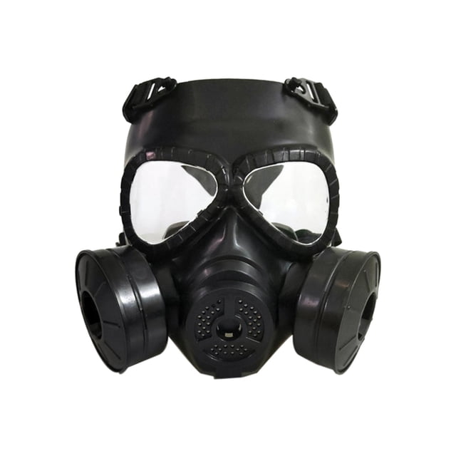 Máscara facial completa Cola con Máscara protectora de ventilador para fiesta deportiva al aire libre de Halloween Lente transparente negro Equipo de cara completa