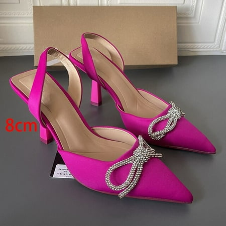 

2022 Brand Women Pumps Luxury Crystal Slingback High Heels Summer Bride Shoes Comfortable Triangle Heeled Party Wedding Shoes