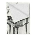thumbnail image 2 of Jazz Music Soft Flannel Fleece Throw Blanket, Illustration of Musical Instruments Sketch Style Art Trumpet Piano Guitar, Cozy Plush for Indoor and Outdoor Use, 60" x 80", Beige Black, by Ambesonne, 2 of 5
