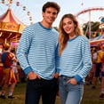 thumbnail image 5 of Krdevn Women's Striped Crew Neck Long Sleeve Tee Soft Breathable Casual Daily Wear Top,XL, 5 of 6
