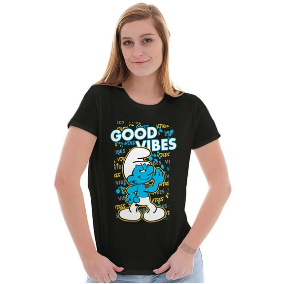 Hefty Smurf Good Vibes Graffiti Drip Women's T Shirt Ladies Tee Brisco Brands S