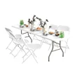 thumbnail image 4 of Jopath 6 Foot Folding Table,White Plastic Folding Table,Built-in Handle,Indoor Outdoor Table for Picnic Party Dining Camping,White, 4 of 9