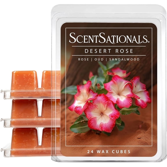 Scentsationals Wax Melts, Wax Cubes Strong Scent – Getaway Collection Desert Rose – Long Lasting Scented Melts for Warmer, 10oz (24-Cubes)