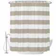 thumbnail image 2 of Beige Stripes Waterproof Fabric Shower Curtain, Simple Beige White Texture Waterproof Fabric Shower Curtain for Bathroom Curtains Bathtubs Hotel Washable Shower Curtains with 12 Hooks Standard 72x72, 2 of 8