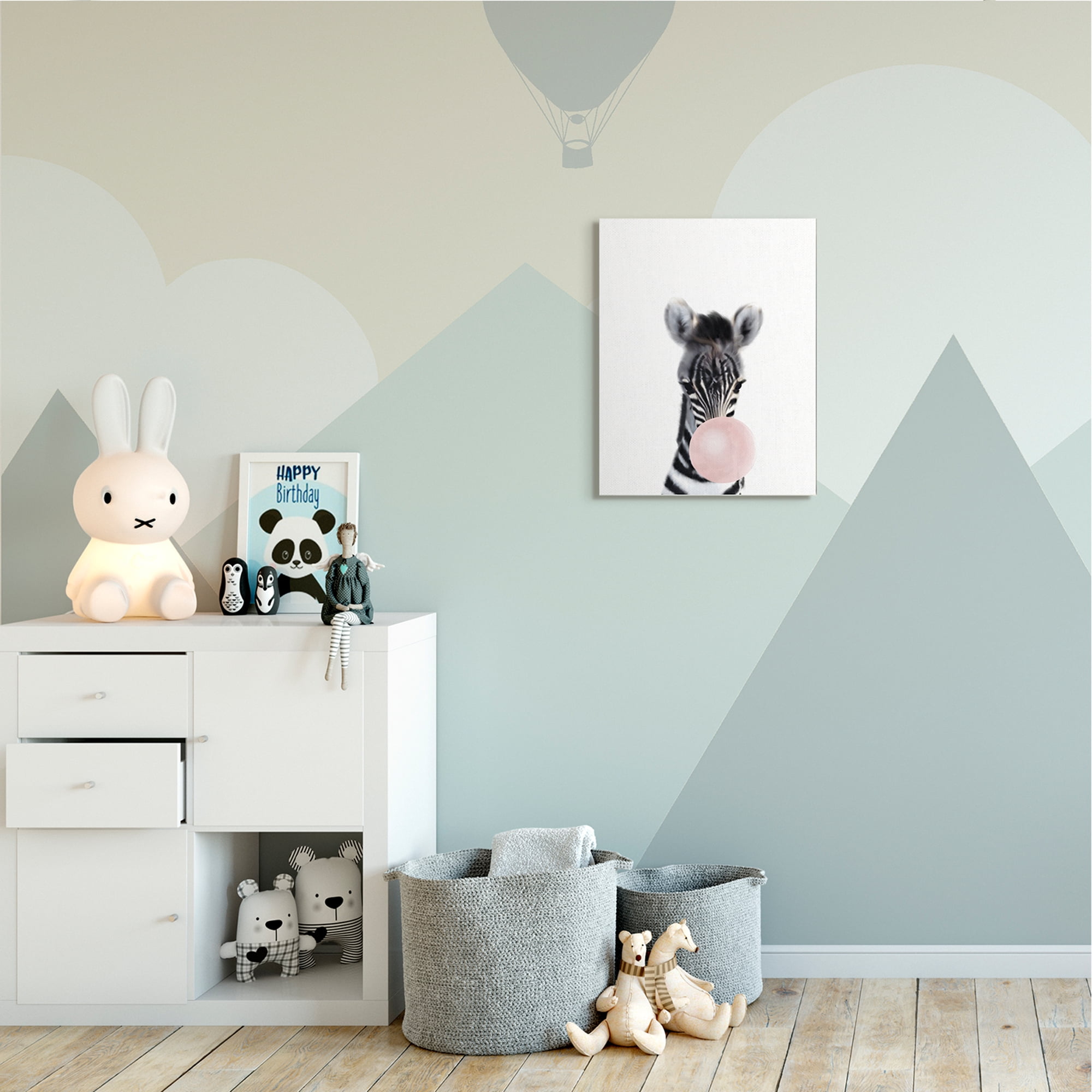 Stupell Industries Baby Zebra with Pink Bubble Gum Safari Animal Canvas Wall Art, 16 x 20, Design by Leah Straatsma