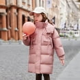 thumbnail image 7 of Kids Girls Down Coats Toddler Parka Puffer Jacket with Hood Winter Warm Long Jacket Teenage Snowsuit Warm Thick Coats Pink 5-6Years, 7 of 7