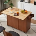 thumbnail image 2 of Îlot de Cuisine Portable en Bois 54 Pouces Grande Capacité avec 3 Tiroirs Table à Rabat Porte-Épices et Porte-Serviettes pour Petits Espaces, 2 of 5
