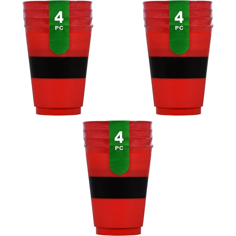  50 Pack Disposable Plastic Christmas Cups 16 oz. Red & Black  Santa Belt Design Clear Drinking Cup Winter Xmas Dinner Beverage Drink for  Adults Kids Festive Holiday Tableware Party Supplies Decorations 