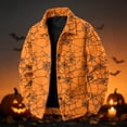 thumbnail image 6 of Havenx Men's Halloween Print Corduroy Jacket Long Sleeve Button Down Shirt Jackets with Pockets Lapel Collar Shacket Jacket Loose Fit Fall Winter Vintage Casual Clothing,Orange 3XL, 6 of 6