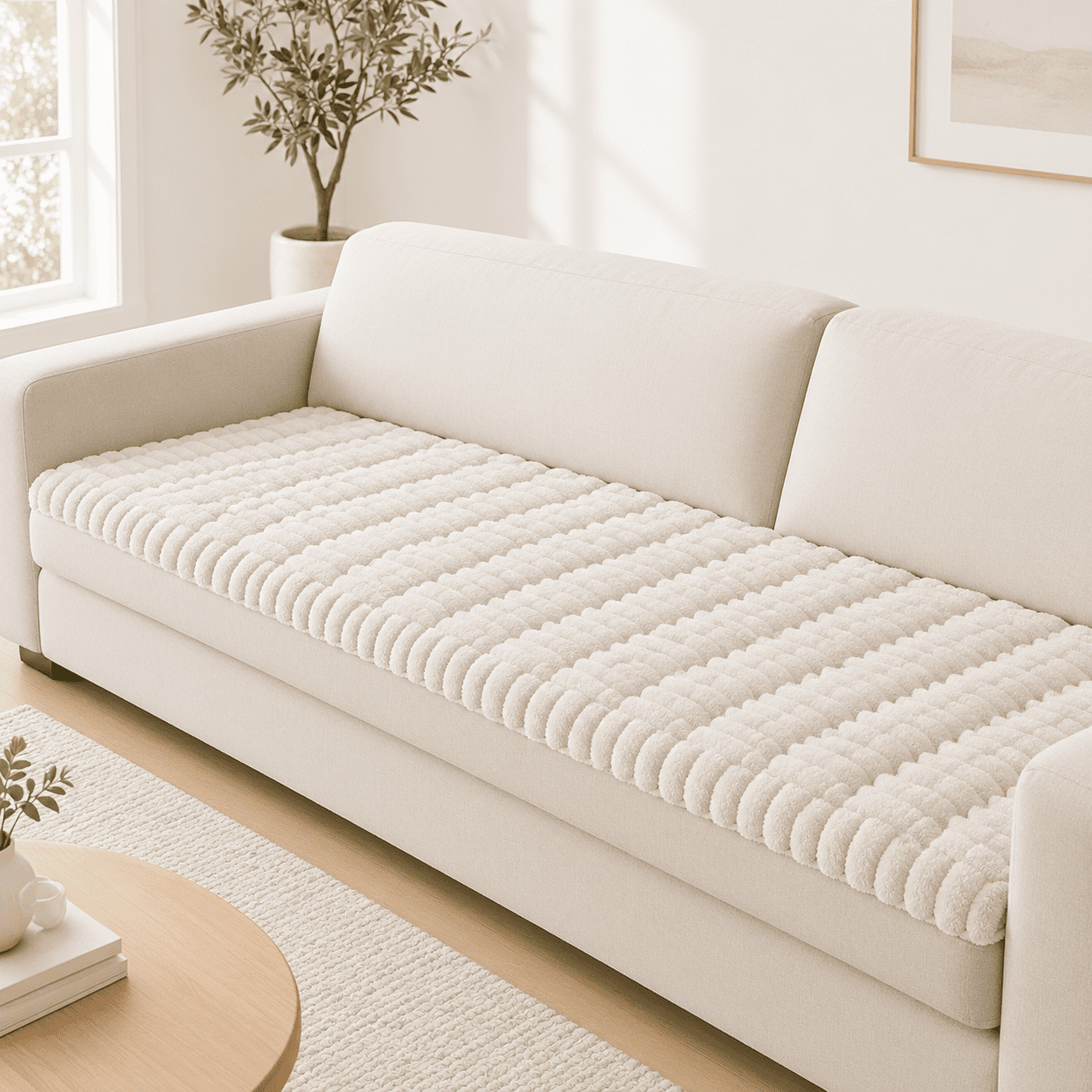 Apricot 27.6 x82.7 Plush Flannel Pet Sofa Protector Couch Cover