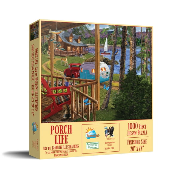 SUNSOUT INC - Porch Life - 1000 pc Jigsaw Puzzle by Artist: Bigelow Illustrations - Finished Size 20" x 27" - MPN# 31918