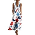 thumbnail image 3 of VBVC Women's Floral V-Neck Sleeveless Maxi Dress,Button Detail Loose Flowy Dress For Women,Ladies' Casual Patriotic Summer Sundress with Pockets,Multicolor,S-3XL, 3 of 8