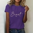 thumbnail image 2 of MIXUE Womens Summer Tops Letter Print Round Neck Short Sleeve Casual Fashion Shirts For Women Tee Shirts Activewear,Purple,M, 2 of 4