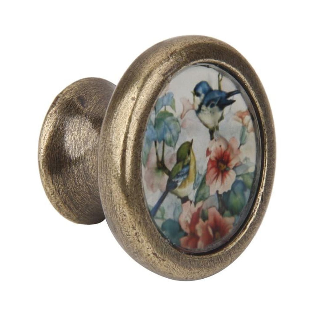 YWMJZEU 5 x Cabinet Door Drawer Bin Handle Pull Knob Hardware -Bird and Flowers