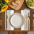 thumbnail image 2 of Placemat Bohemian Brown Stripe Placemats for Dining Table Boho Style Washable Table Mats for Party Kitchen Dining Decoration, 2 of 7