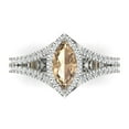 thumbnail image 2 of 1.2ct marquise cut yellow moissanite 18k white gold halo Bridal Wedding Engagement Promise Anniversary Ring for Women size 9, 2 of 7