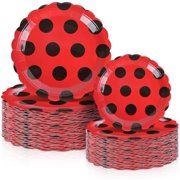 Ladybug Plates 7 & 9 Inch Party Paper Plates, Ladybug Theme Party Decorations Disposable Cute Red Black Dot Tableware Set for Dinner Dessert Picnic Birthday Wedding$$Home Decor, Kitchen, & Other