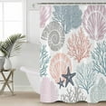 thumbnail image 4 of Shower Curtain, Ocean Coral Starfish Shell on White Waterproof Shower Curtain Set with Hooks for Bathroom Showers,Stalls and Bathtubs,72x72In Colorful Underwater World, 4 of 9