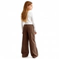 thumbnail image 4 of Big Girls Corduroy Pants Elastic Waist Wide Leg Trousers with Front Patch Pockets for School Fall Winter Wear, 7Y-16Y, 4 of 9