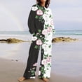 thumbnail image 1 of Puntoco Traje De Pantalón Y top De Cuello Redondo De Manga Larga Con Estampado Informal De Verano Para Mujer Negro L, 1 of 5