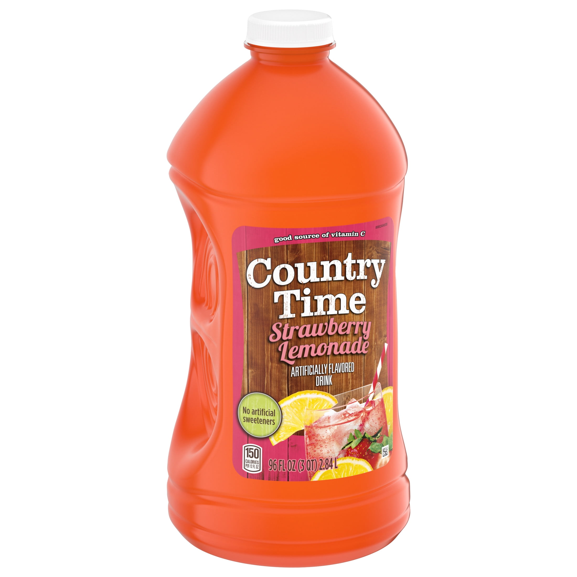 Country Time Artificially Flavored Drink, 1 Bottle, for Flavorful Hydration and Shareable Refreshment, Strawberry Lemonade, No Artificial Sweeteners, Good Source of Vitamin C, 96 oz