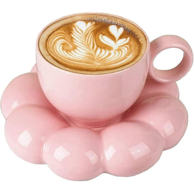 Ceramic Coffee Mug, Novelty Latte Mug Cute Office Mug Tea Cup and Tea Tray Set, 7 oz Mugs