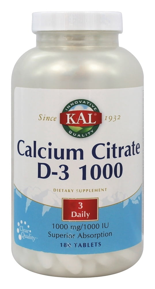 Kal - Calcium Citrate D3 1000 mg. - 180 Tablets - Walmart.com