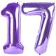 thumbnail image 1 of Globos con números Enyeopd, 40 cm, color morado, para fiesta de cumpleaños, 17 unidades, 1 of 6