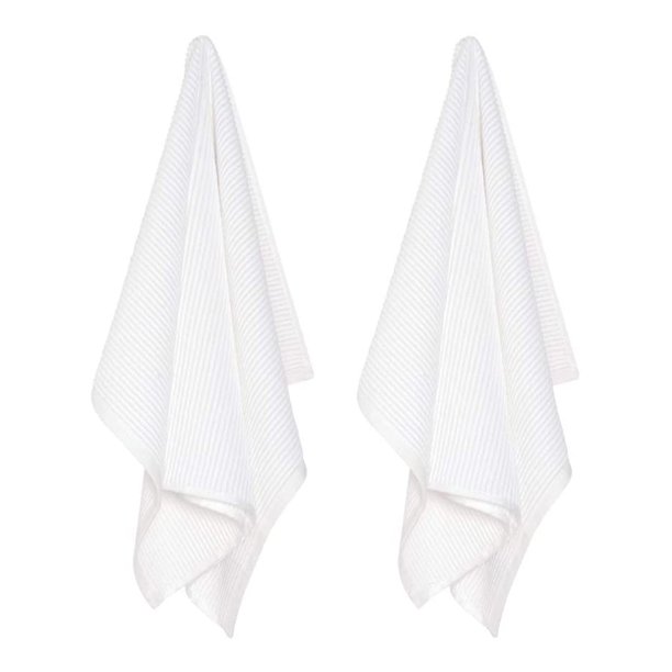 Now Designs White Cotton Kitchen Tea Towels, Ripple (Set of 2