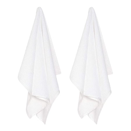 Now Designs White Cotton Kitchen Tea Towels Ripple (Set of 2)