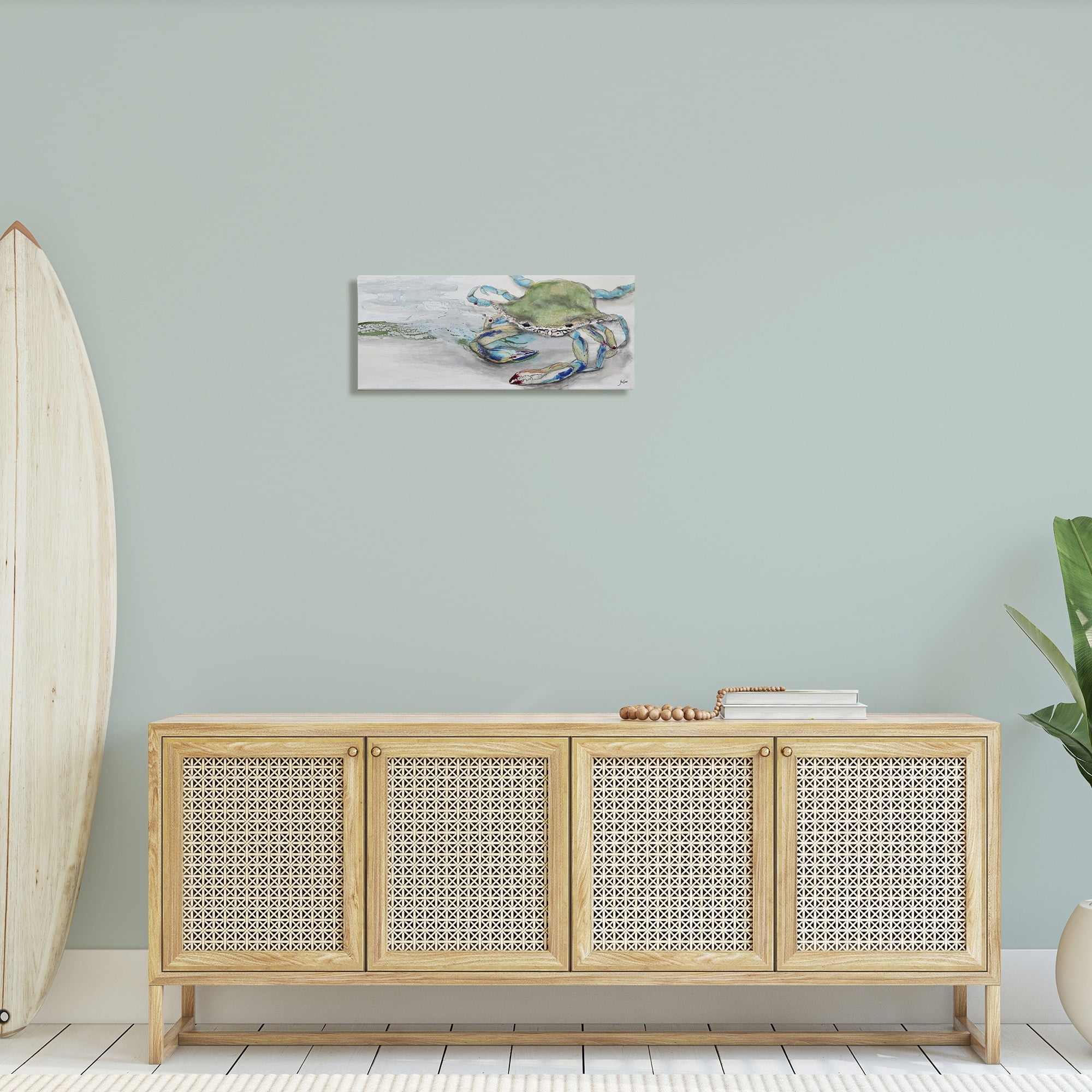 Stupell Industries Vivid Crab Beach Shoreline Nautical Landscape Scene Painting Gallery Wrapped Canvas Print Wall Art, Design by Stacy Gresell