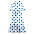 thumbnail image 4 of Little Girls Maxi Dress 4-14 Years Ruffle Half Sleeve Round Neck Floral Print Tiered Long Dress with Side Pockets Light Blue A 5-6 Years, 4 of 7