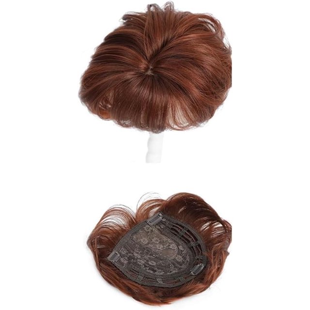 Yanonmyfd Short Hair Toppers with Bangs 7" x 7" for Women with ThinningHair Synthetic Wigs for Women with Thinning Hair(Grey)