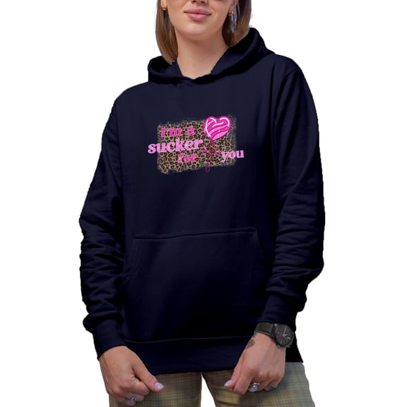 I'm A Sucker For You With Candy Romantic Holiday Perfect Gift, Navy Hooded Sweatshirt or Hoodie, XL