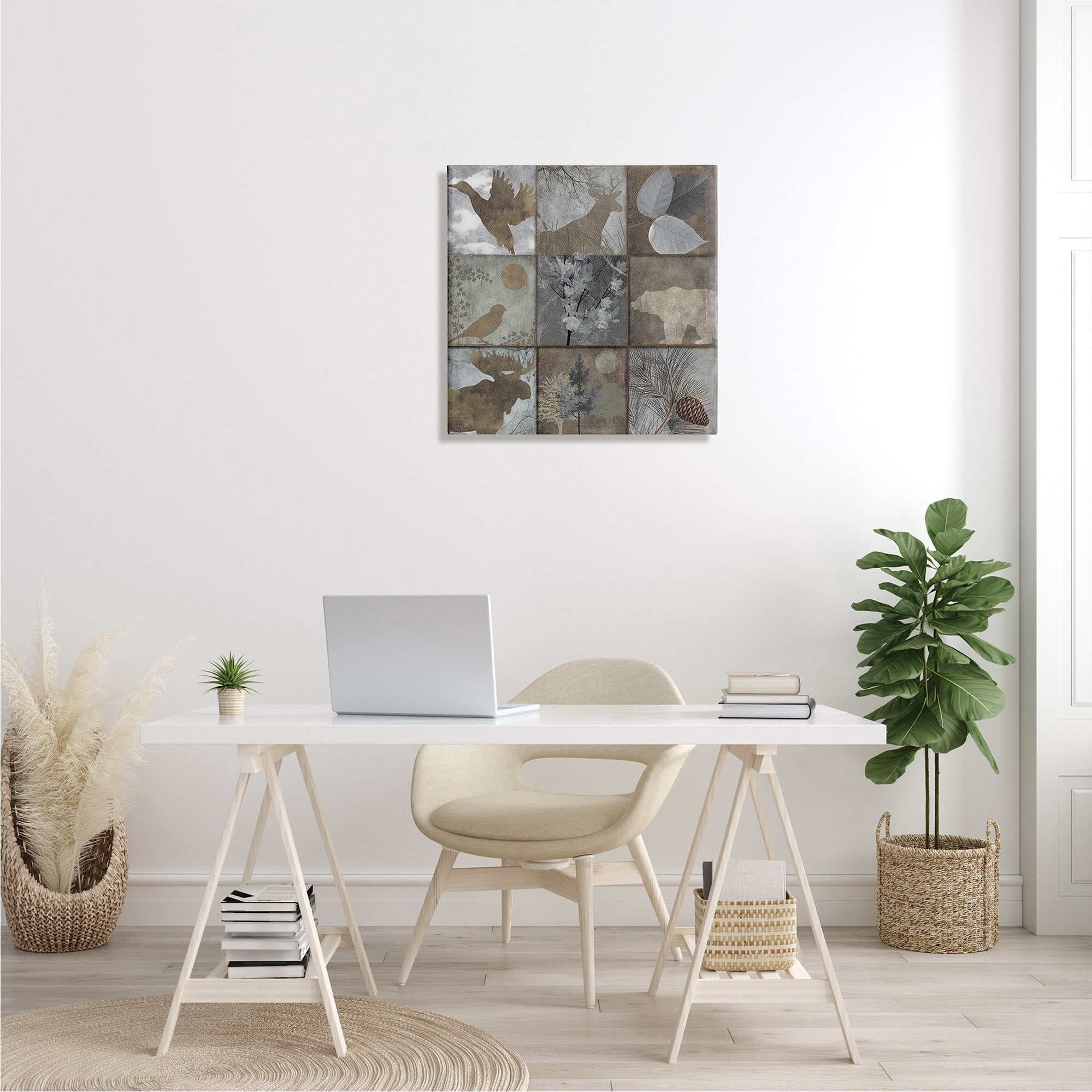 Stupell Industries Rustic Woodland Animal Square Collage Brown Grey Forest, 24 x 24, Design by Sophie 6