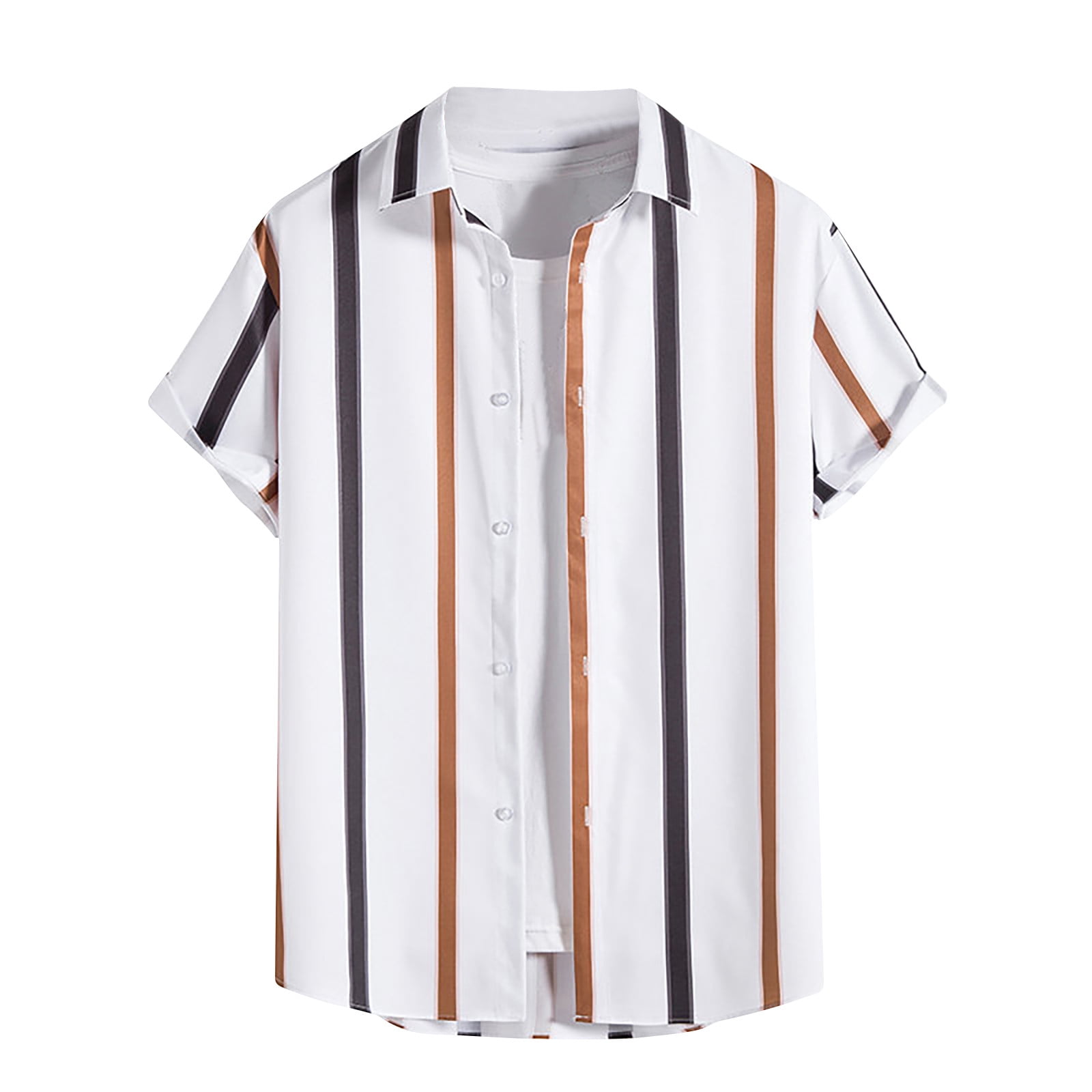 APEXFWDT Men's Casual Striped Shirts Short Sleeve Button Down Shirt ...