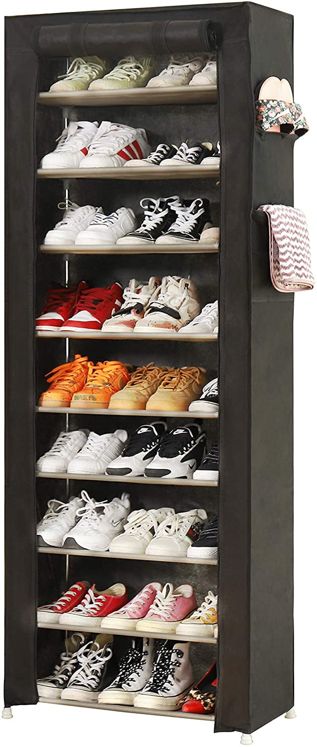 large shoe rack for garage on Pengke Large Shoe Rack Shoe Storage Organizer Cabinet Tower With Dustproof Cover Closet Shoe Cabinet Tower 10 Tiers Black Walmart Com Walmart Com