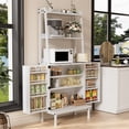 thumbnail image 5 of 58” Pantry Cabinets with Microwave Shelves, Small Kitchen Pantry Storage Cabinet with Adjustable Shelves for Kitchen, Dining Room, Living Room Use (White), 5 of 7