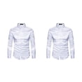 thumbnail image 1 of Sonducket Camisa transpirable para hombre Satén con mangas largas - Trabajo Boda o hogar Camisa para hombre Manga larga formal Blanco grande 2XL blanco 2XL 2Conjunto, 1 of 6
