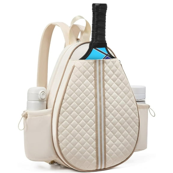 Imountek Pickleball Sling Bag for Men Women, Waterproof Sports Pickleball Bags with Wet Pocket Hidden Fence Hook Machine Washable, Beige