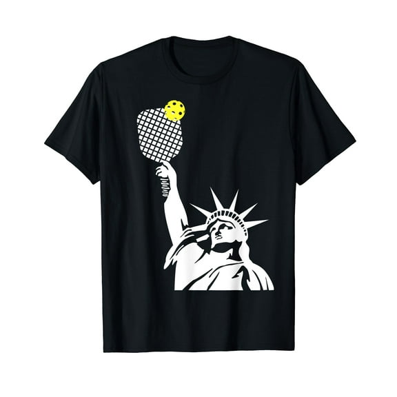 Pickleball Statue of Liberty Black T-Shirt