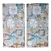 Set of 2 COASTAL SANCTUARY Sea Shell Toss Terry Kitchen Towels, Kay Dee Designs