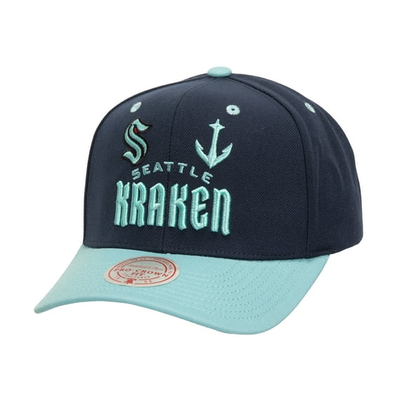 Men's Mitchell & Ness Black Seattle Kraken All In 2.0 Pro Crown Adjustable Hat