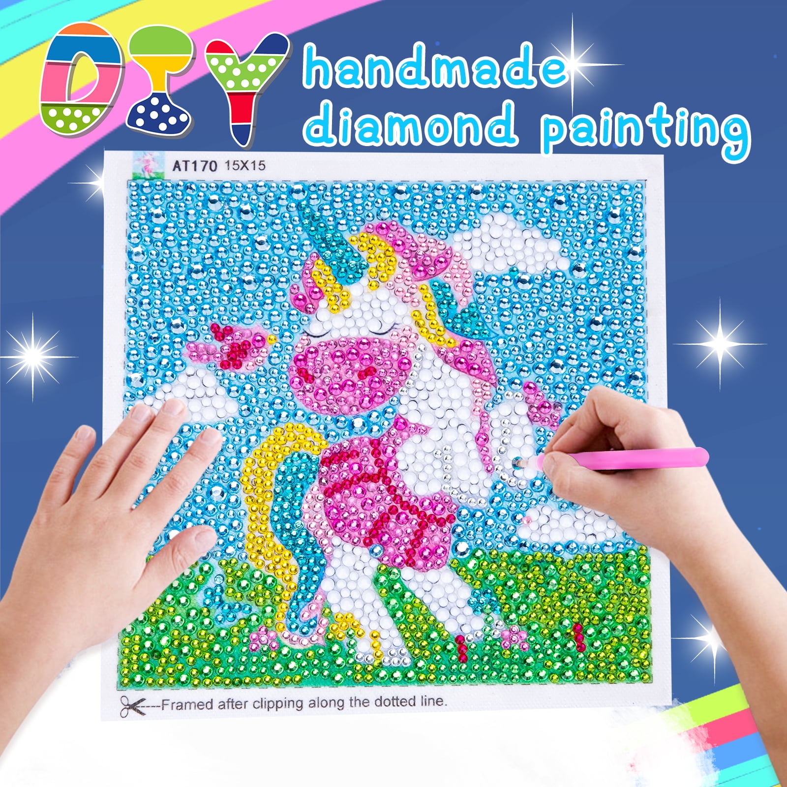 Diamond Painting for Kids Mosaic Making Night Light Unicorn Lamp for Children 