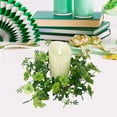 thumbnail image 2 of St.Patrick's Day Candle Rings Wreaths Pillars Candle Wreaths Kitchen Cabinet Wreaths 9.8 Inch Clover Wreaths for Front Door Green Shamrock Wreath for Home Table Party Decor, 2 of 6