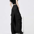 thumbnail image 4 of REALiKUN Women Baggy Work Pants High Waisted Cargo Pants Casual Loose Full Length Hiking Pants Solid Loose Wide Leg Trousers, 4 of 7